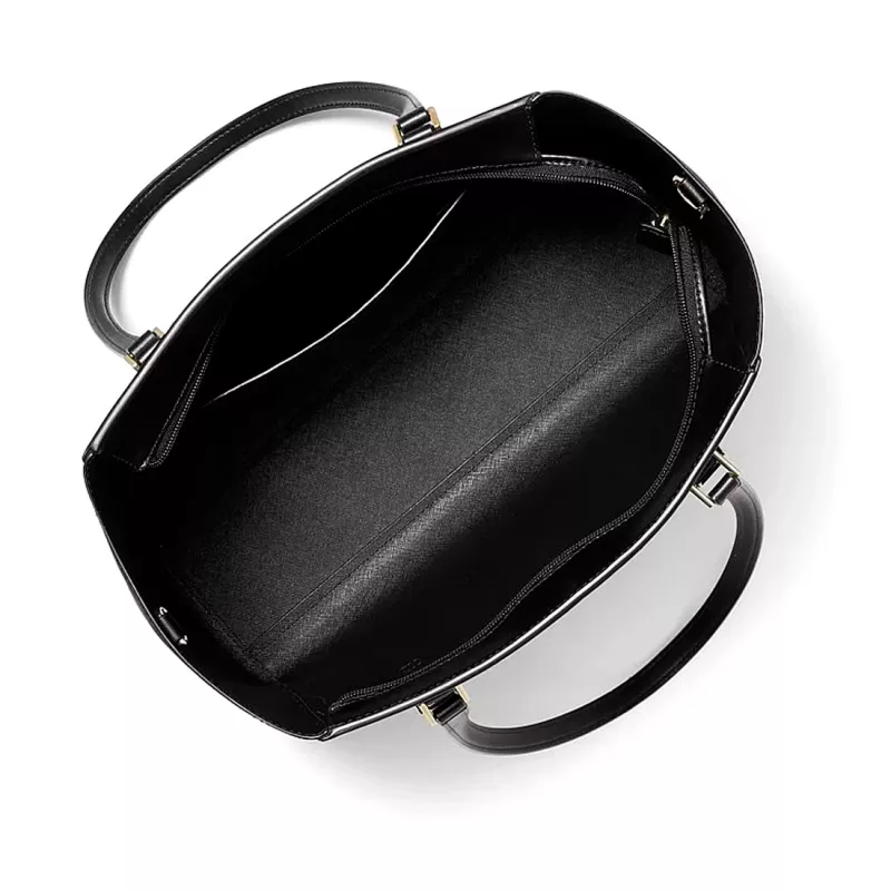 MICHAEL KORS sieviešu Jet Set Travel liela Saffiano ādas tote soma 35R3GCFT3TBLA melna
