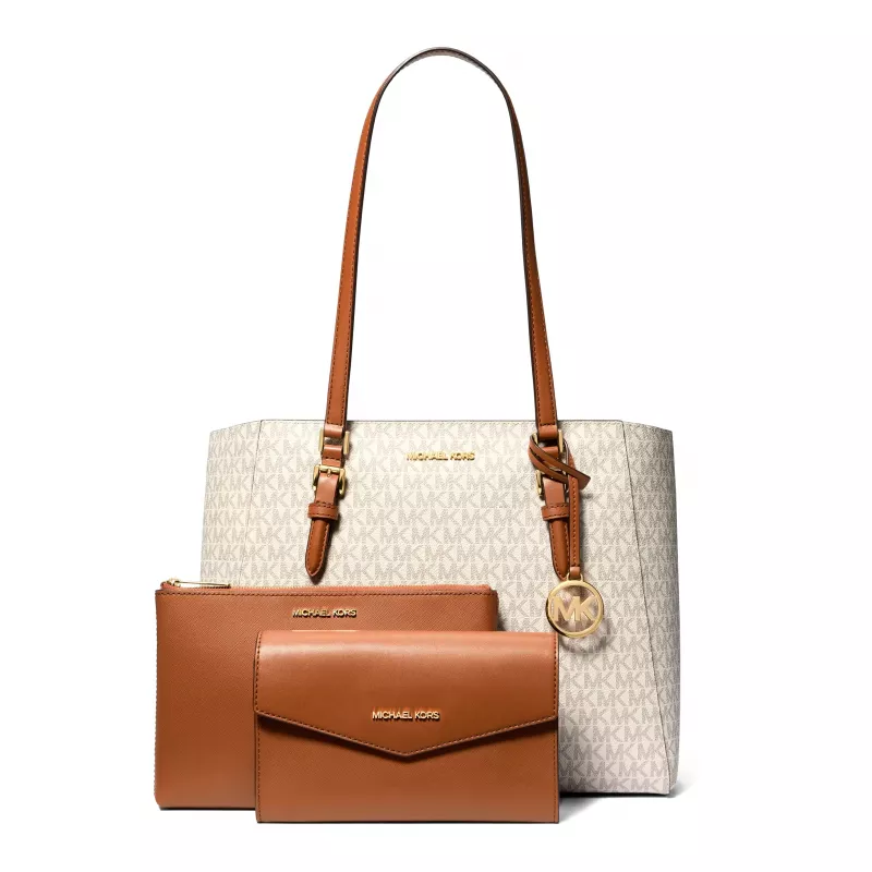 Michael Kors sieviešu Saffiano ādas somu komplekts – tote soma un maciņš (vaniļas) – Modelis 35F3GCFT9TVAN