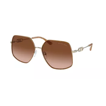 Michael Kors Sieviešu saulesbrilles MK1127J10143B Roze zelta metāla rāmis Brūnas gradienta lēcas 59mm