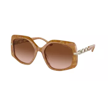 Michael Kors Sieviešu saulesbrilles MK217739153B5 Tumši bruņurupuča rāmis Brūnas gradienta lēcas 56mm