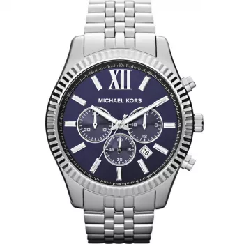 Michael Kors MK8280 vīriešu kvarca pulkstenis, 45 mm, sudraba/tumši zils ciparnīca