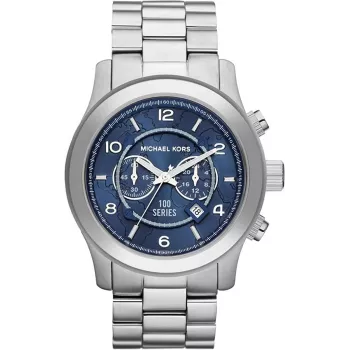 Michael Kors MK8314 vīriešu kvarca pulkstenis, 45 mm, sudraba/zils ciparnīca