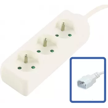 MicroConnect 3 vietu franču tipa pagarinātājs ar slēdzi, aizsardzību pret pārslodzi un bērnu drošības aizvariem, 1,5 m kabelis, balts (MC-PS030150FRUPSW)