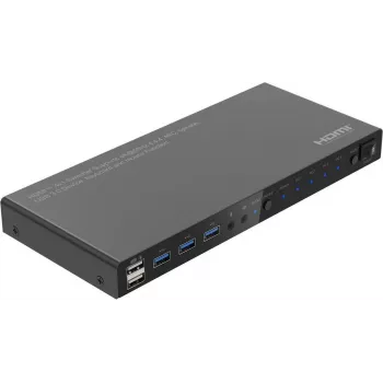 MicroConnect 4K@60Hz HDMI KVM slēdzis 4x1 ar 4K60 4:4:4, USB 3.0 centrmezglu, audio, metāla korpusu (MC-HDMIKVM0401-USB3-4K)