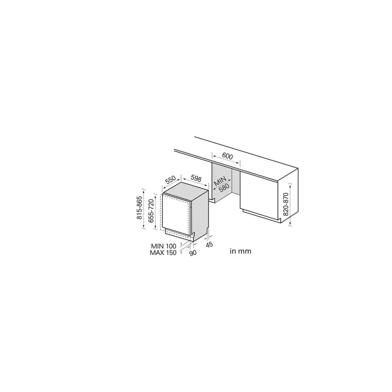 Midea MDWEB1403MB-WS iebūvējamā trauku mazgājamā mašīna, 14 komplekti, C, 44 dB