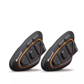 Midland BTX1 PRO S-TWIN Motocikla Bluetooth Interkomu Twin Pack ar 800m diapazonu, 23h akumulatoru, IPX6, DNK trokšņu slāpēšanu, FM radio, universālu savienošanu