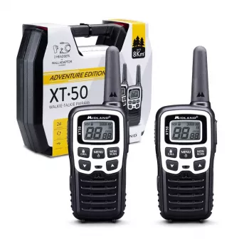 Midland XT50 Adventure Divvirzienu radio 24 kanāli 446.00625 - 446.09375 MHz Melns, Pelēks