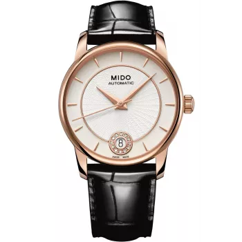 MIDO sieviešu automātiskais pulkstenis M007207360360 33mm rozā zelta PVD nerūsējošais tērauds un āda