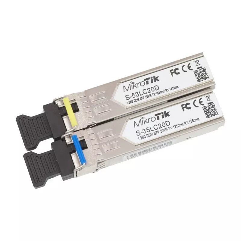 MikroTik S-35LC20D BiDi SFP modulis, 1,25G vienmoda LC Simplex, 20km, 1310nm/1550nm, DDM