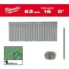 Milwaukee 16 gabarīta 63 mm 0° brad naglas M18 FN16GS (2500 iepakojums)