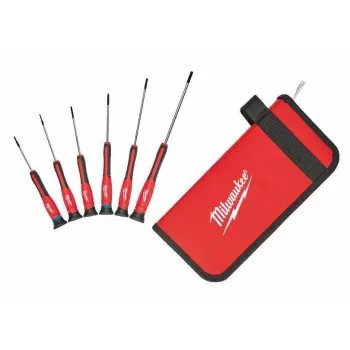 Milwaukee precīzijas skrūvgriežu komplekts, 6 gab., Phillips PH00/PH0, plakanie 2.5/3.0/4.0mm, Torx T10, hromēts