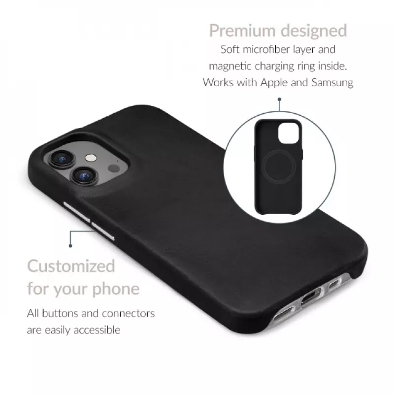Mio Mobilize Magsafe saderīgs Premium ādas maciņš Apple iPhone 17 Pro melns
