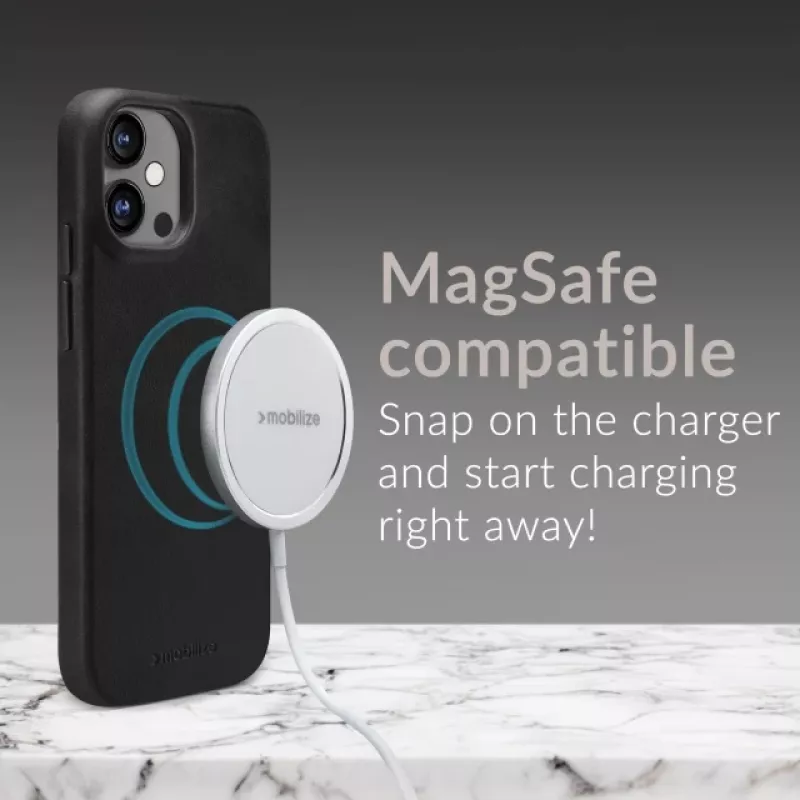 Mio Mobilize Magsafe saderīgs Premium ādas maciņš Apple iPhone 17 Pro melns