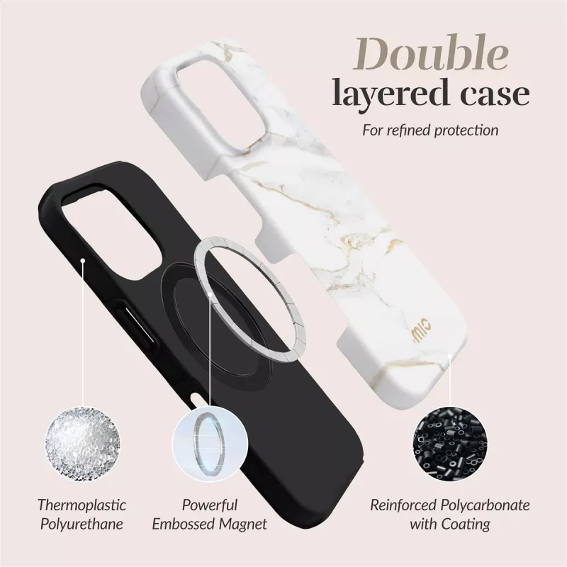 MIO White Marble Magsafe Case Compatible for Samsung S25+ 5G