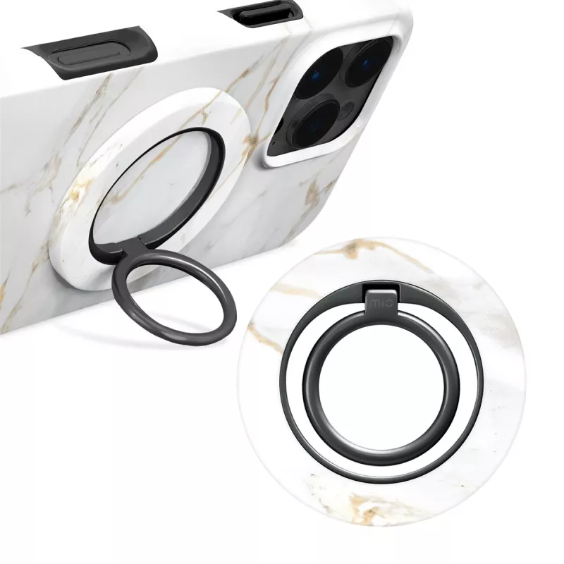 MIO White Marble Magsafe Case Compatible Ring Holder