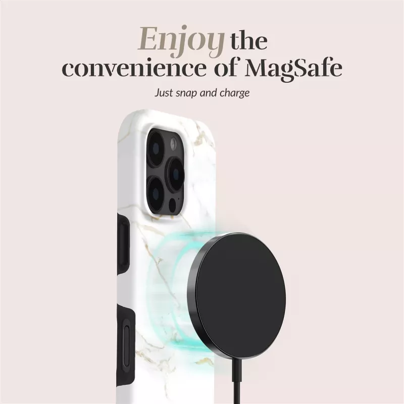 MIO White Marble Magsafe Compatible for iPhone 17