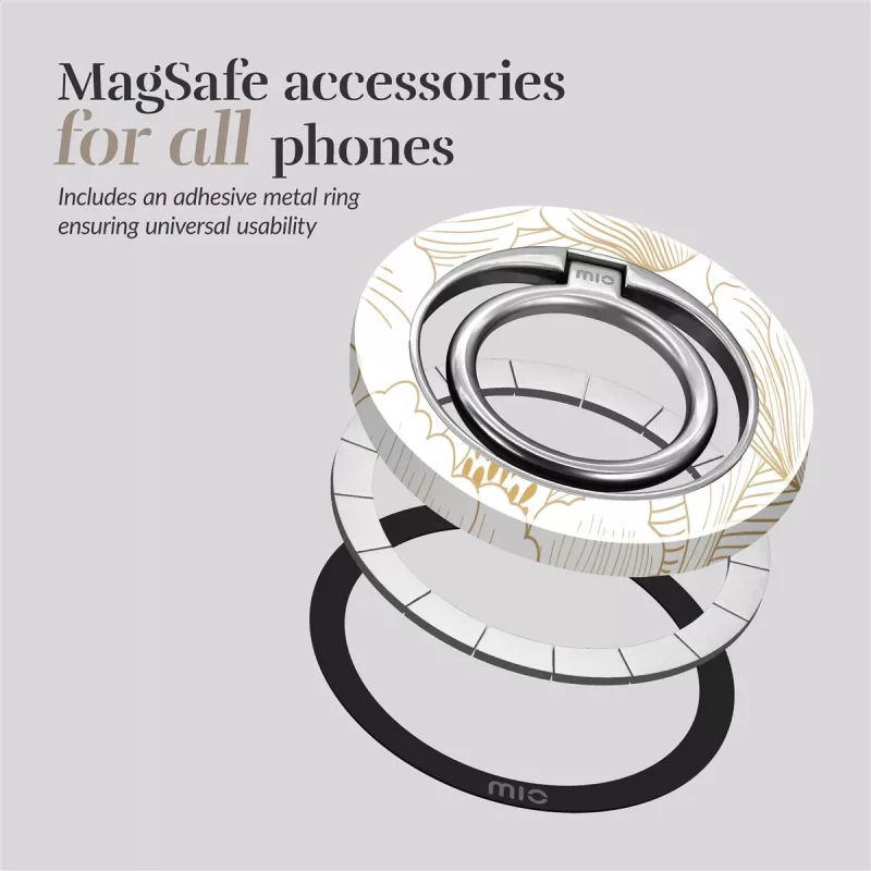 MIO White Roses Magsafe Case Compatible Ring Holder