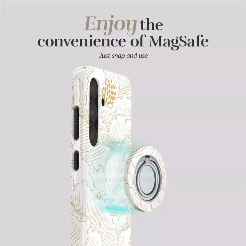 MIO White Roses Magsafe Case Compatible Ring Holder