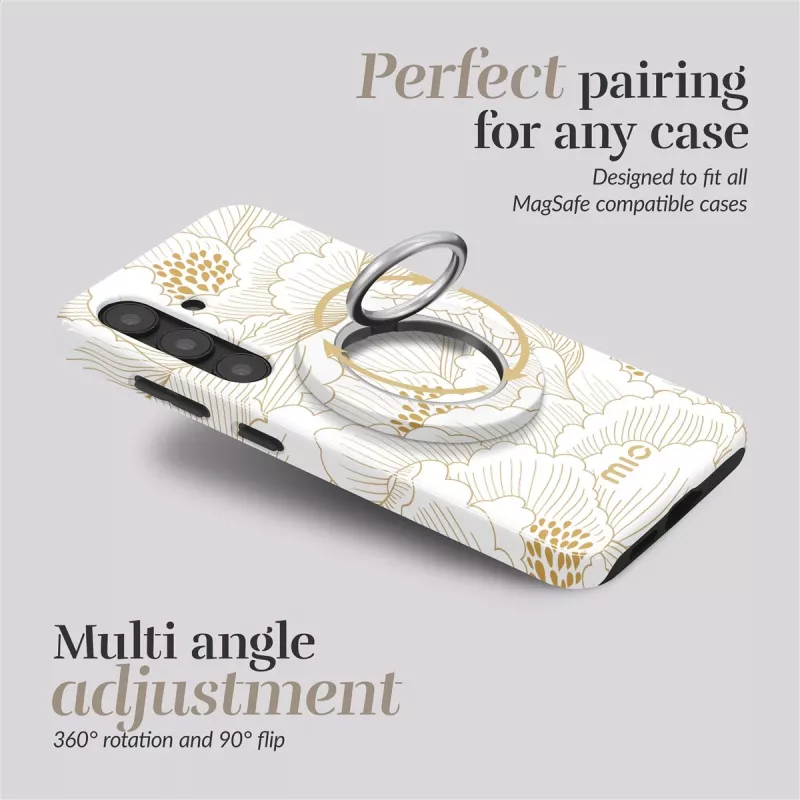 MIO White Roses Magsafe Case Compatible Ring Holder