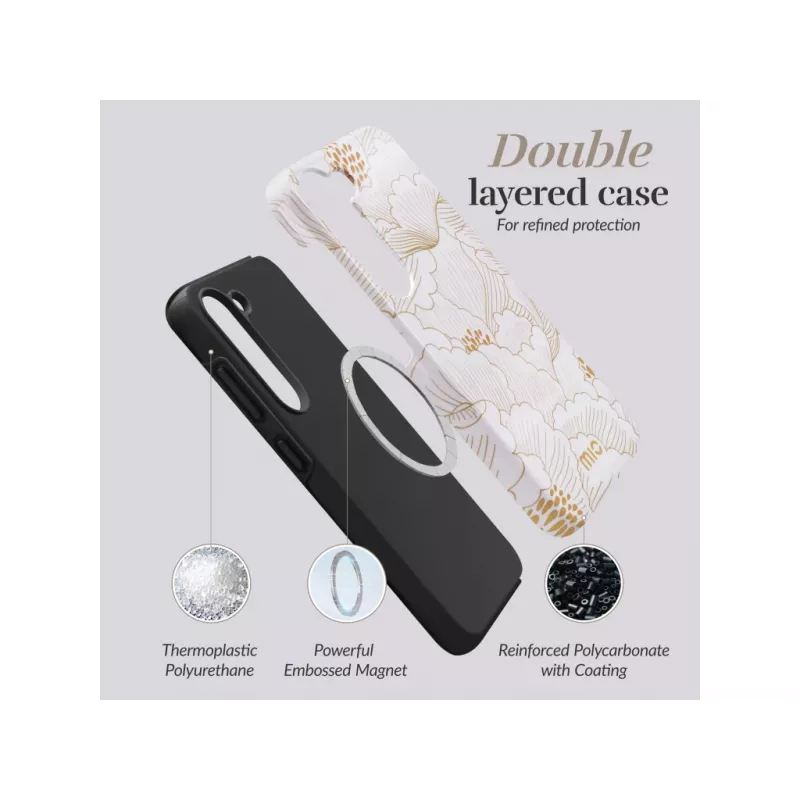 MIO White Roses Magsafe saderīgs maciņš Samsung S24 5G