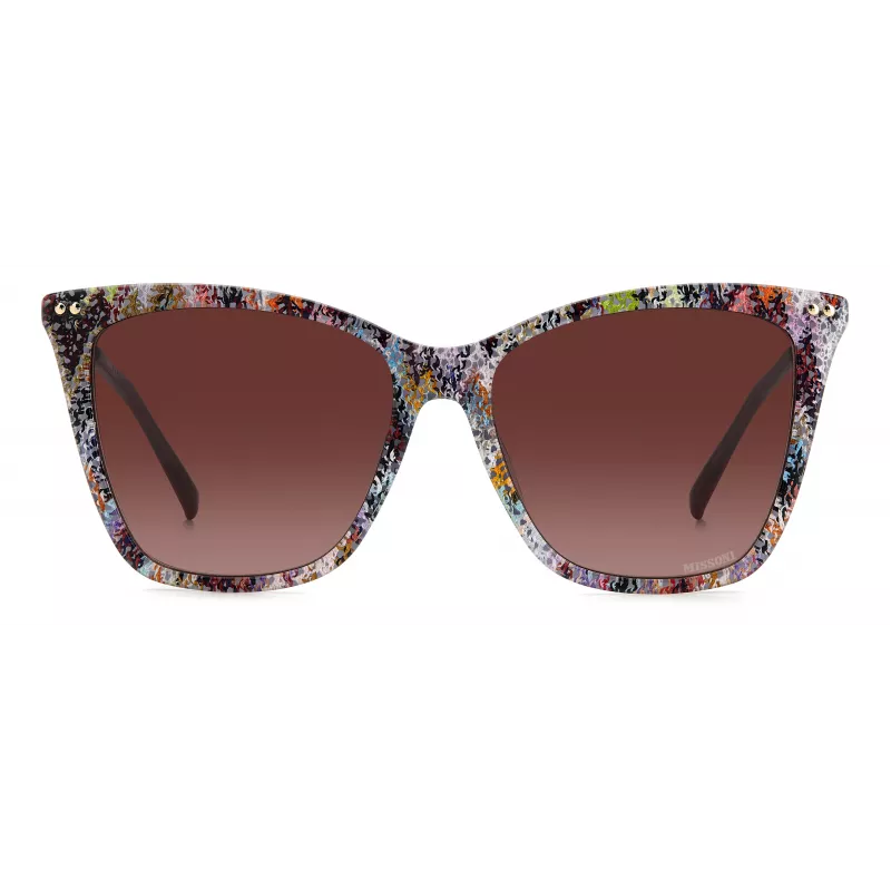 MISSONI Sieviešu Butterfly saulesbrilles MIS0106SX193X - Brūns rakstains acetāta rāmis, Brūnas gradienta lēcas, UV400 aizsardzība
