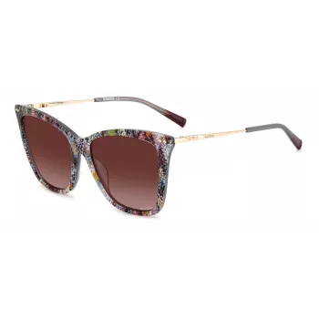 MISSONI Sieviešu Butterfly saulesbrilles MIS0106SX193X - Brūns rakstains acetāta rāmis, Brūnas gradienta lēcas, UV400 aizsardzība