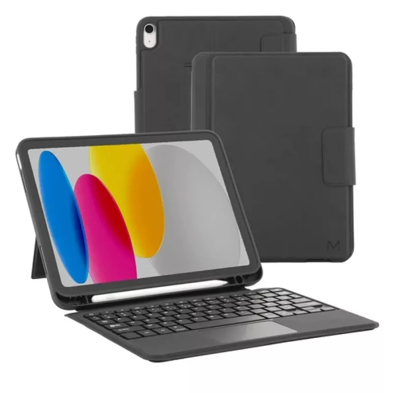 Mobilis C2 Noņemams planšetdatora maciņš ar franču Bluetooth tastatūru un skārienpaliktni - Melns - Apple 10,9 collu iPad (10. paaudzei)
