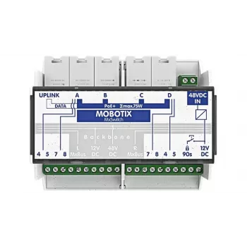 MOBOTIX MX-SWITCH1 - Tīkla slēdzis - 4 x 10/100 (PoE+) - DIN sliede