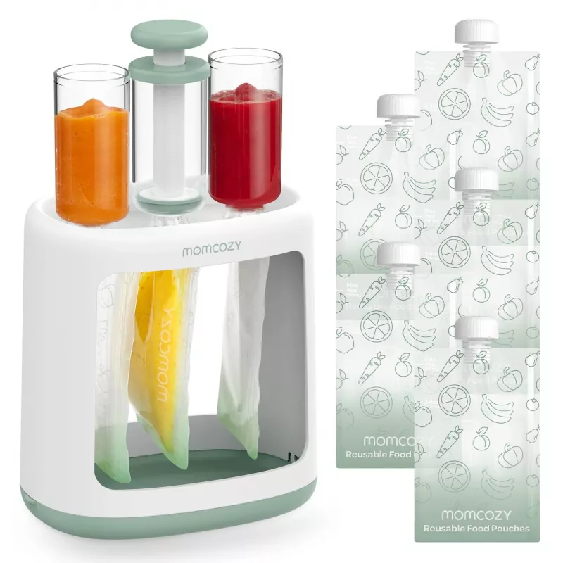 MOMCOZY mazuļu pārtikas gatavotājs biezeņa uzglabāšanai, 5-in-1 tvaicēšana, blendēšana, biezenis, atkausēšana, uzsildīšana, 600ml Tritan burka, 200ml ūdens tvertne, skārienekrāna LCD, bez BPA, 300W sildīšana, 120W blendēšana, 120V