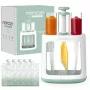 MOMCOZY mazuļu pārtikas gatavotājs biezeņa uzglabāšanai, 5-in-1 tvaicēšana, blendēšana, biezenis, atkausēšana, uzsildīšana, 600ml Tritan burka, 200ml ūdens tvertne, skārienekrāna LCD, bez BPA, 300W sildīšana, 120W blendēšana, 120V