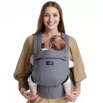 Momcozy BC001 mazuļu pārnēsāšanas soma no jaundzimušā līdz mazulim, kokvilna, pelēka