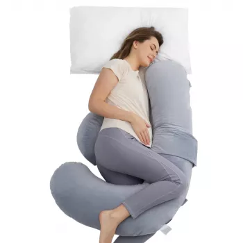 Momcozy PP007 F-Shape Grūtniecības Spilvens Pelēks