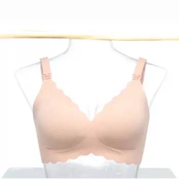 Momcozy YN46 Bezšuvju atbalsta ziedu barošanas krūšturis ar push-up efektu, bēšā krāsā, M izmērs