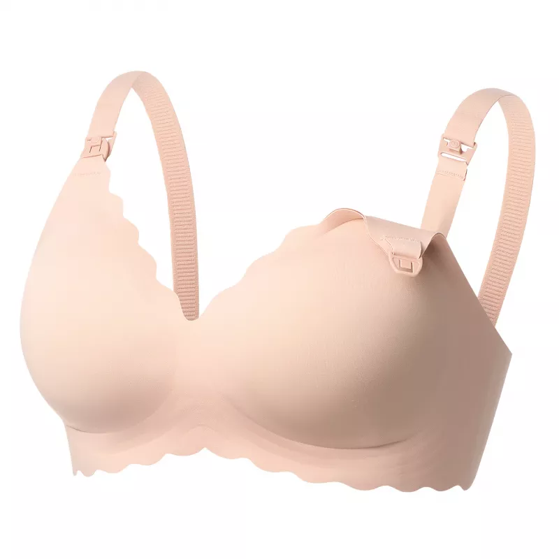 Momcozy YN46 Bezšuvju atbalsta ziedu barošanas krūšturis ar push-up efektu, bēšā krāsā, M izmērs