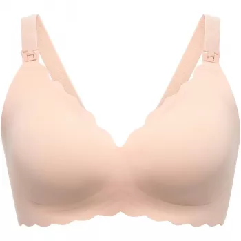 Momcozy YN46 Bezšuvju atbalsta ziedu barošanas krūšturis ar Jelly Strip, Push-up, Bēšs ziedu, Izmērs XL