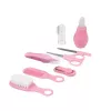 MOMINI Baby Care Kit Pinky - 10-daļīgs jaundzimušo kopšanas komplekts ar ceļojuma maciņu