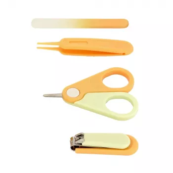 Momini Baby Nail Care Kit Sunny - Elektriskā mazuļu nagu vīle ar 6 slīpēšanas galviņām, 2 ātrumiem, LED gaismu, balta/dzeltena