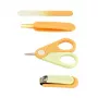Momini Baby Nail Care Kit Sunny - Elektriskā mazuļu nagu vīle ar 6 slīpēšanas galviņām, 2 ātrumiem, LED gaismu, balta/dzeltena
