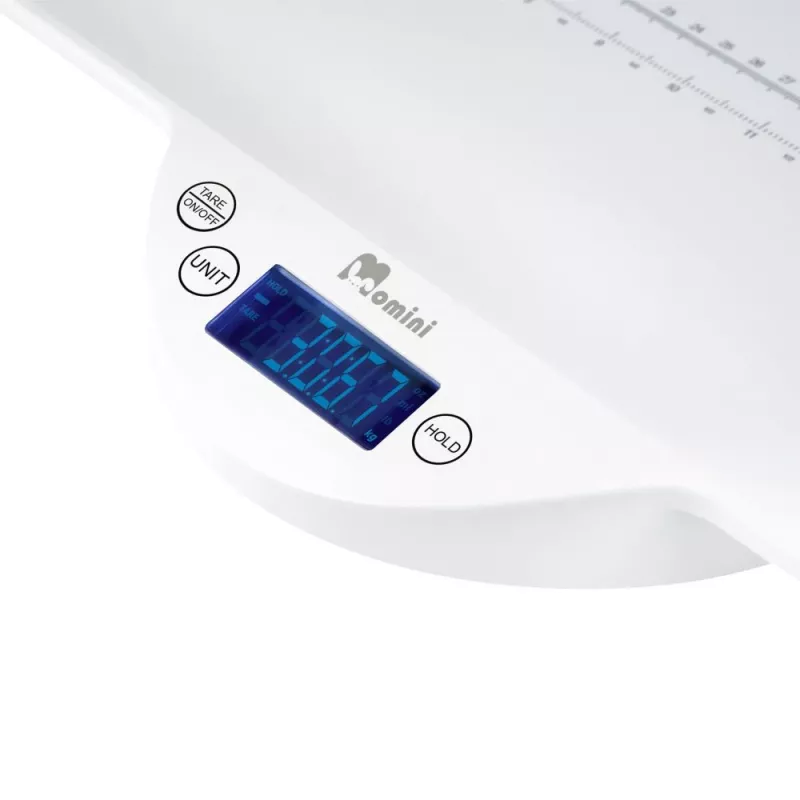 Momini Baby Scale TinyScale - Digitālie mazuļu svari 20 kg, 5 g iedaļa, balts