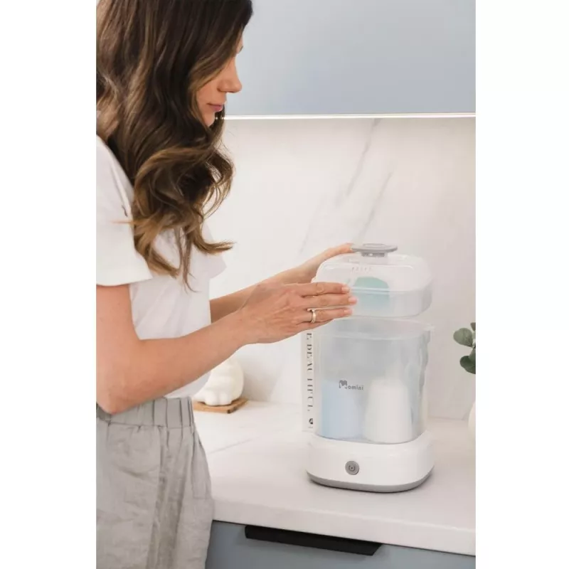 Momini Bottle Steriliser QuickSteam - Elektriskais tvaika sterilizators 6 pudeļu barošanai, 8 minūšu cikls, automātiska izslēgšanās, bez BPA