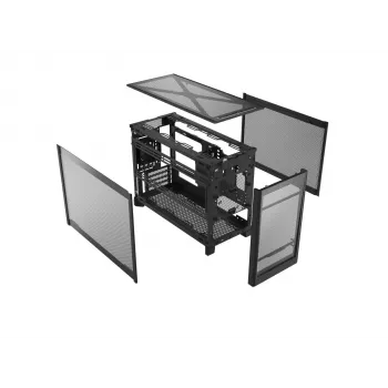 Montech TEN (B) Mini Tower PC Korpuss, Rūdīts Stikls, Melns, Micro-ATX/Mini-ITX