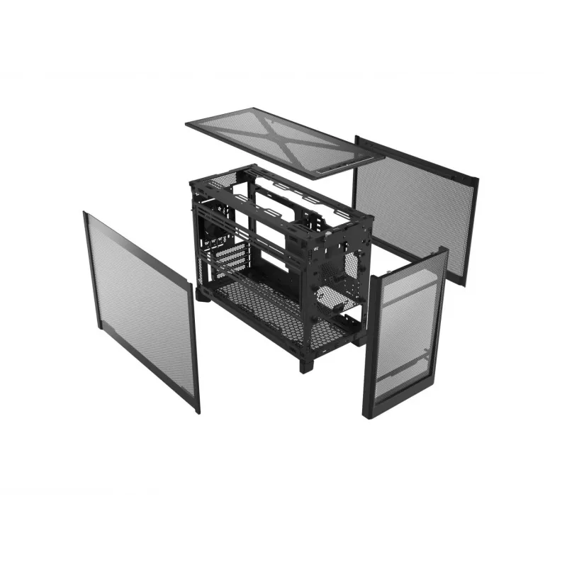 Montech TEN (B) Mini Tower PC Korpuss, Rūdīts Stikls, Melns, Micro-ATX/Mini-ITX