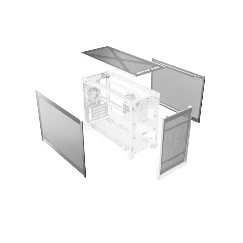 MONTECH TEN (W) Mini Tower PC korpuss balts - Micro ATX / Mini-ITX, rūdīts stikls, ARGB