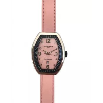 MONTRES DE LUXE Sieviešu 09EX-L/A8303 Kvarca analogais pulkstenis 35mm Nerūsējošā tērauda korpuss Melna ādas siksniņa Sudraba ciparnīca