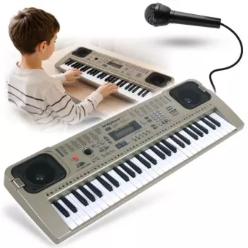 MQ 807 USB elektroniskā izglītojošā tastatūra, 61 taustiņš, 16 toņi, 10 ritmi, pelēka