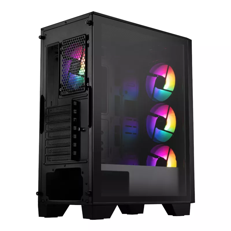 MSI MAG FORGE 130A Airflow ATX vidēja torņa spēļu korpuss - melns, rūdīts stikls, 4x ARGB ventilatori