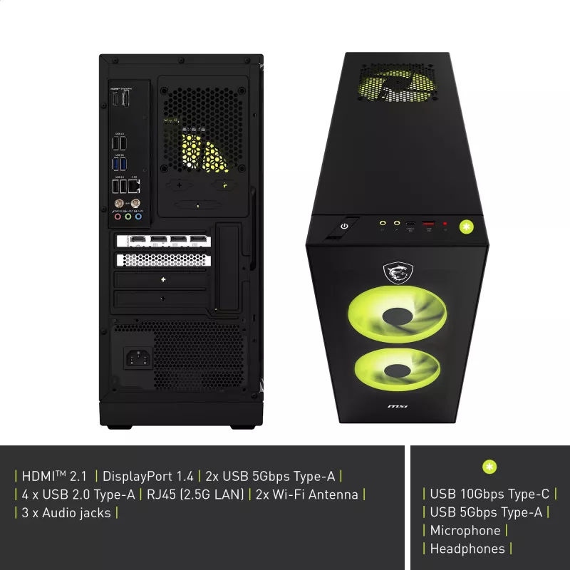 MSI MAG Infinite S AI 2NVM7-002AT galddators (melns/caurspīdīgs, Windows 11 Home)