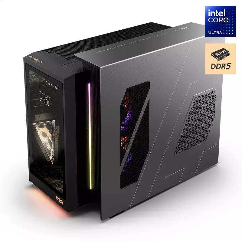 MSI MEG Vision X AI 2NVV9-285AT galddators (melns/caurspīdīgs, Windows 11 Home)