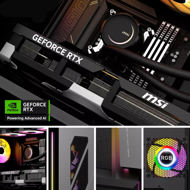 MSI MEG Vision X AI 2NVV9-285AT galddators (melns/caurspīdīgs, Windows 11 Home)