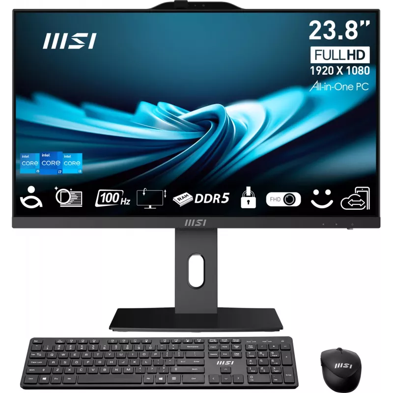 MSI PRO AP242P 14M-1096XEU All-in-One dators, 23,8 collu FHD IPS, Intel Core i7-14700, 16GB RAM, 1TB SSD, Wi-Fi 6E, bez OS, melns